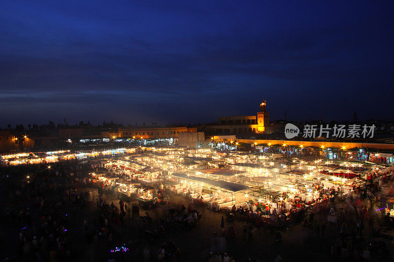 摩洛哥马拉喀什Djemaa El Fna广场夜景